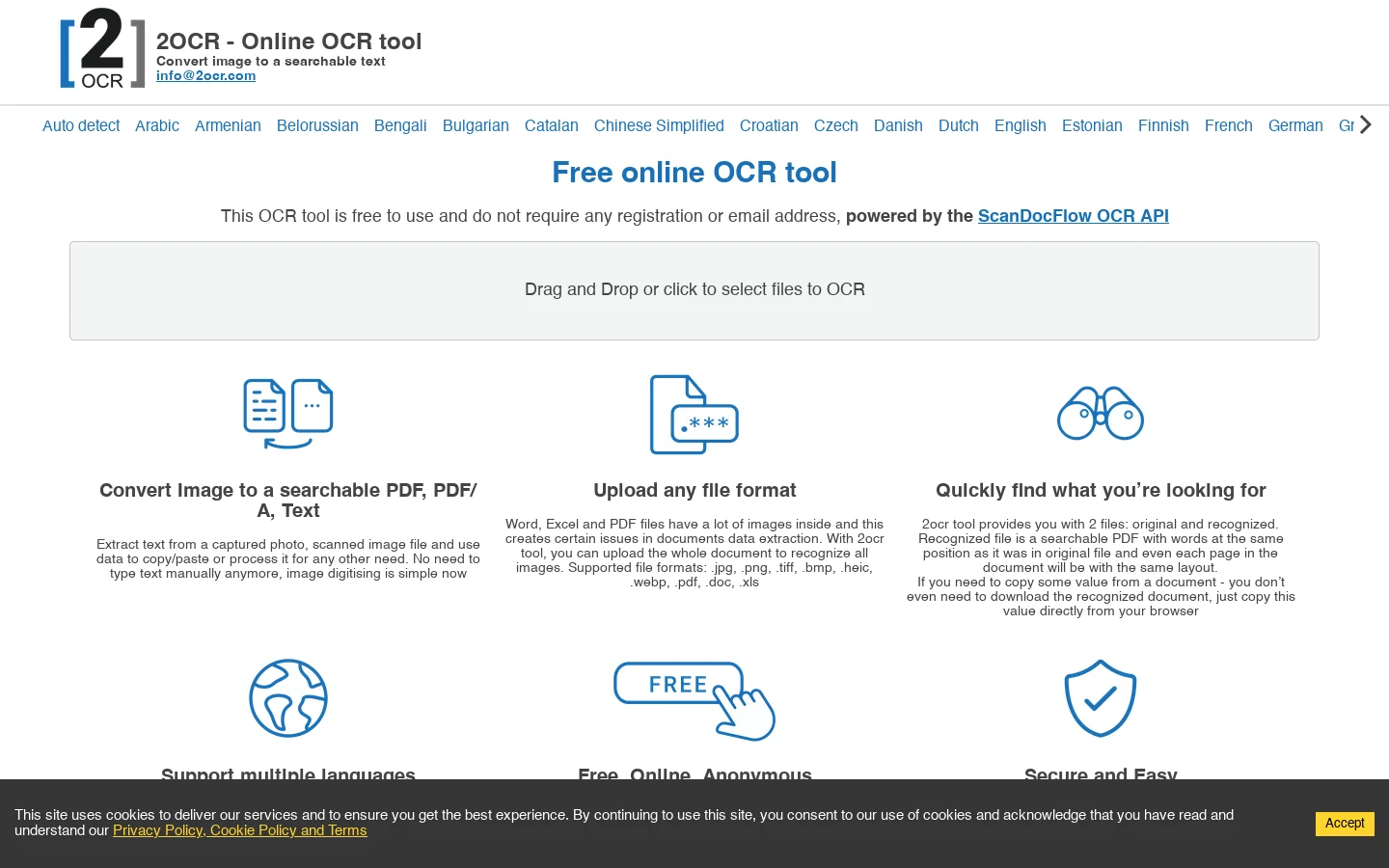 2OCR Homepage screenshot