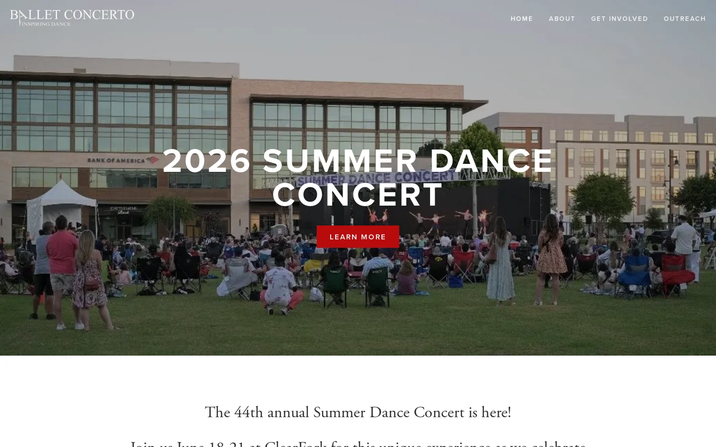 Ballet Concerto Homepage screenshot