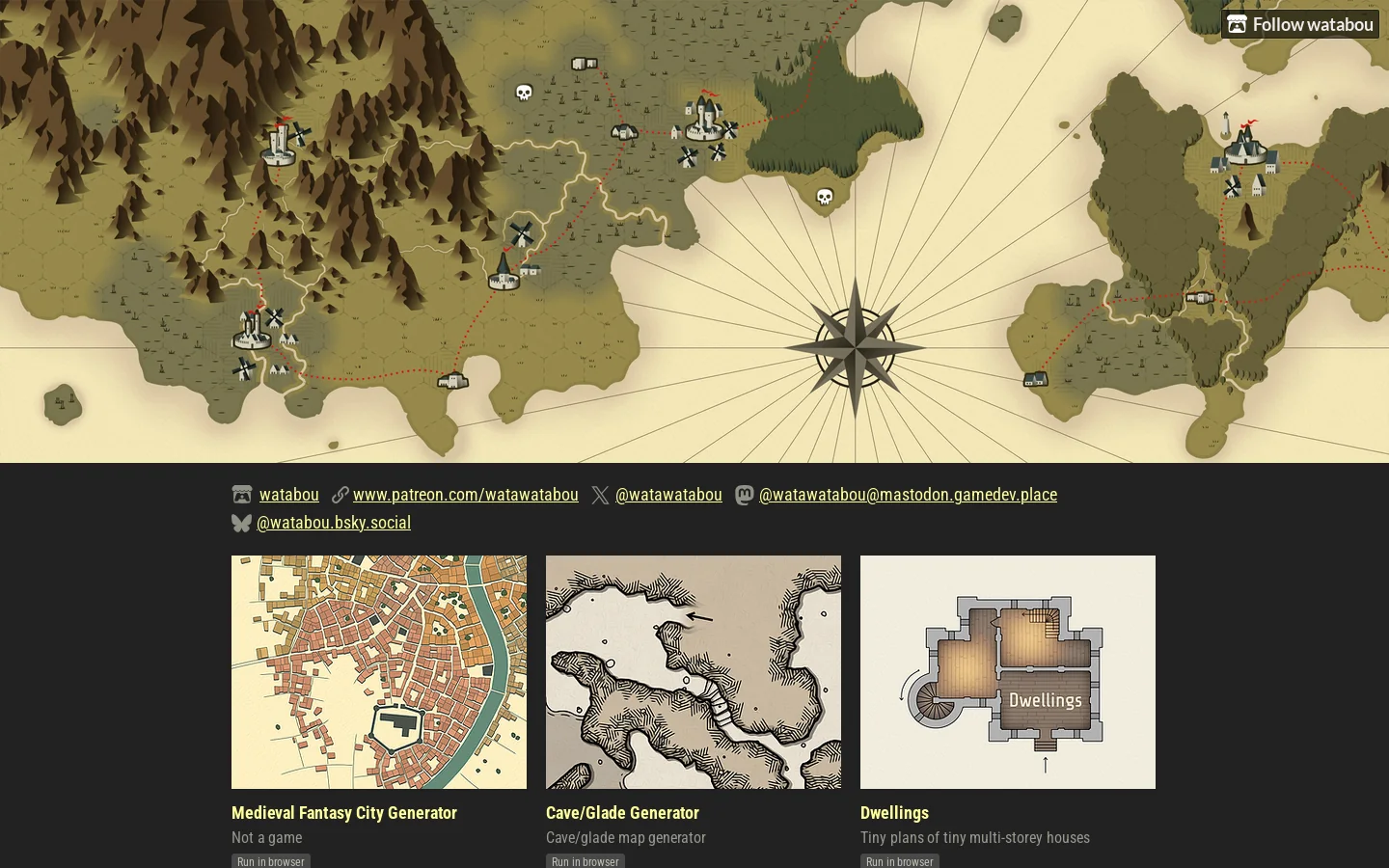 watabou Homepage screenshot