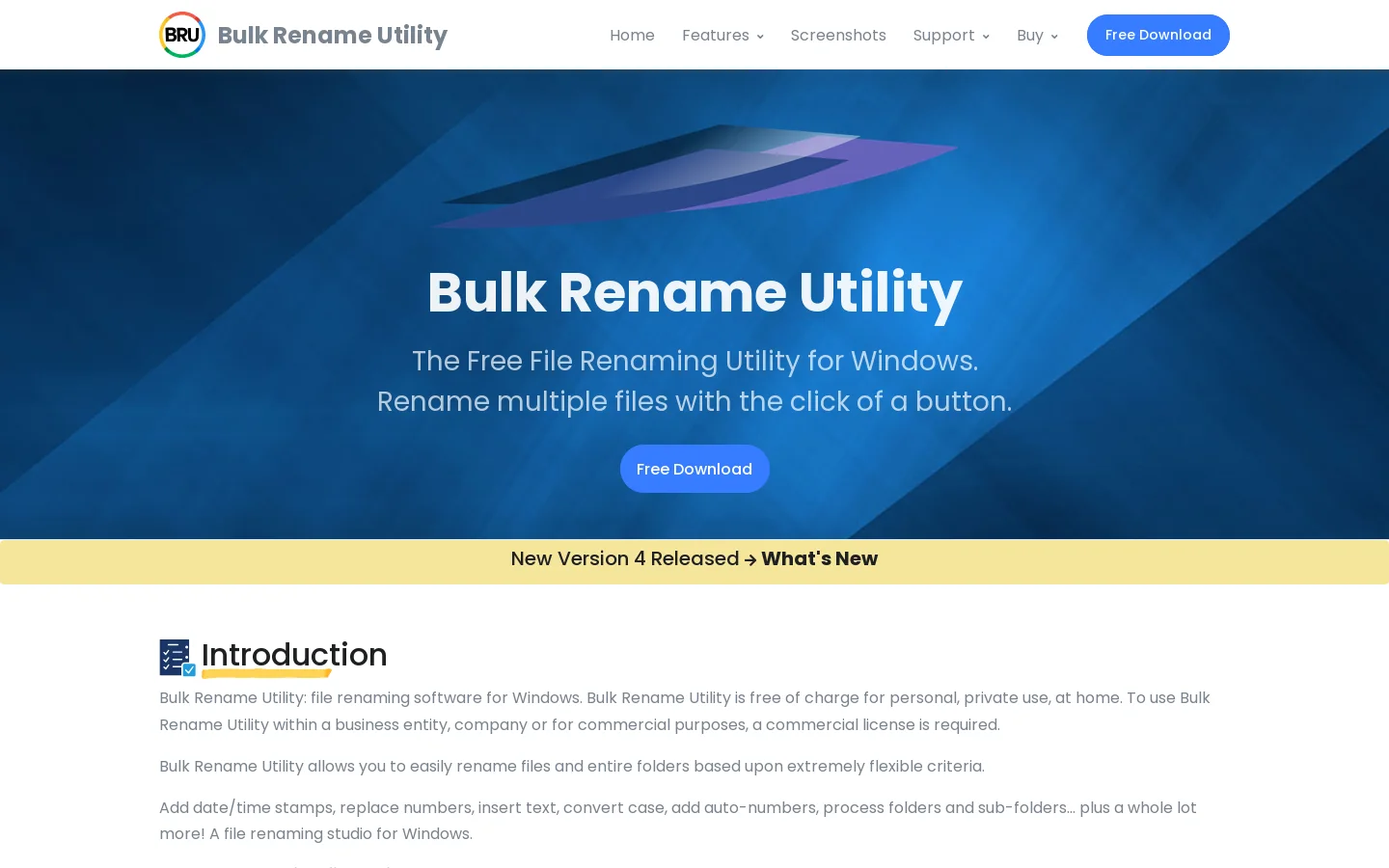 Bulk Rename Utility Homepage screenshot