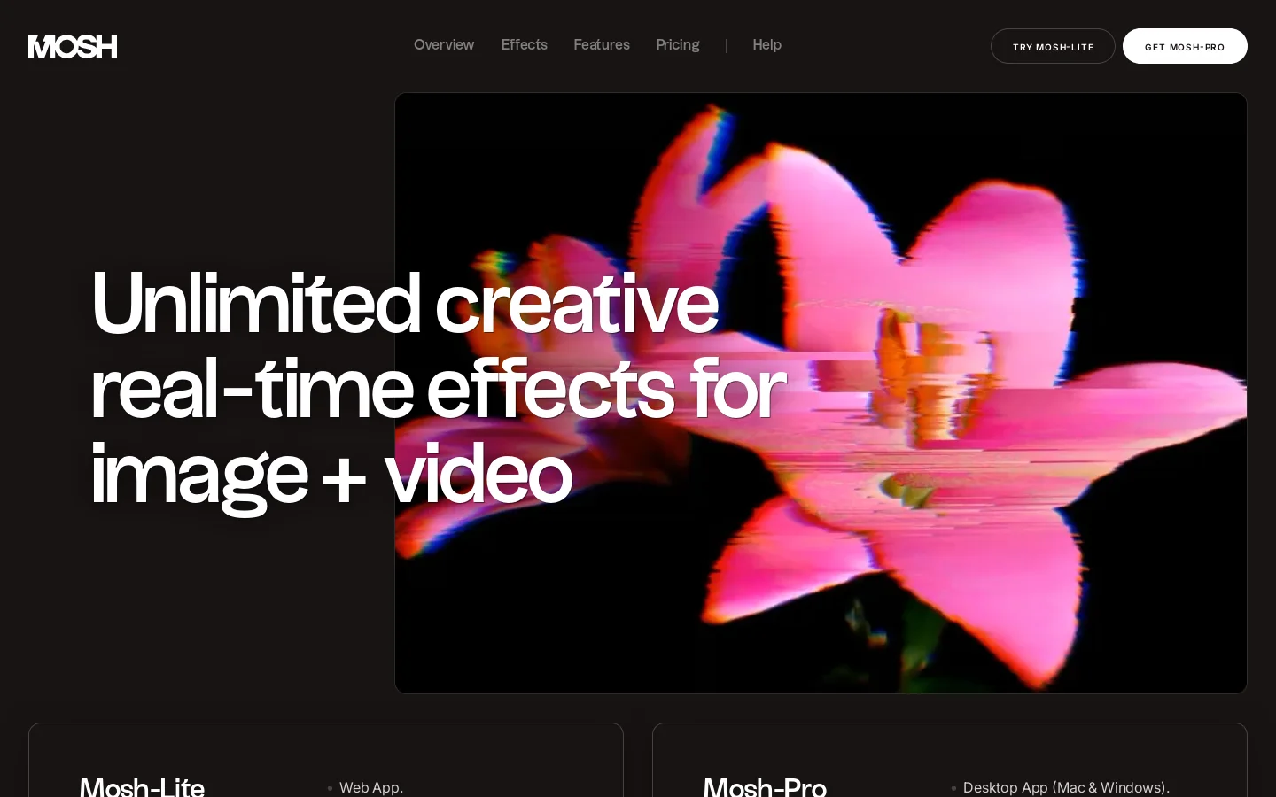 Mosh-Pro Homepage screenshot