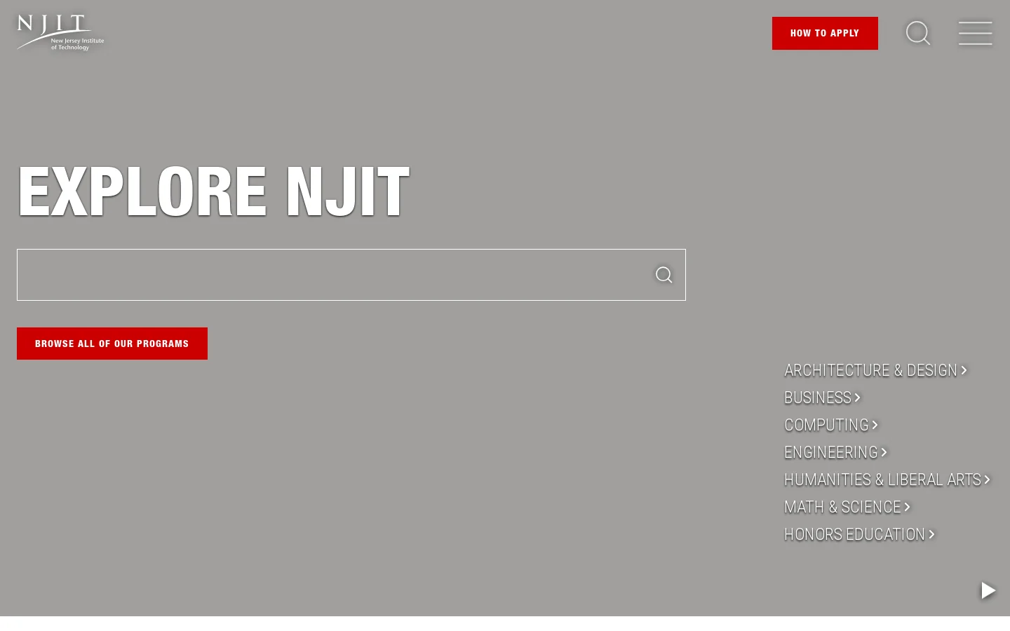 Explore NJIT | New Jersey Institute of Technology Homepage screenshot