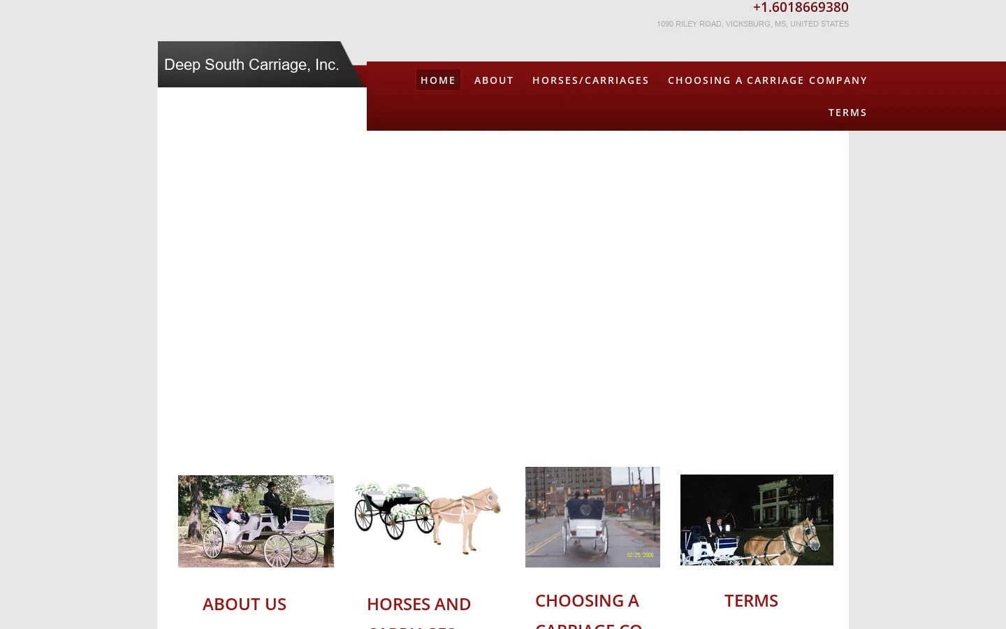 Deep South Carriage, Inc Homepage screenshot
