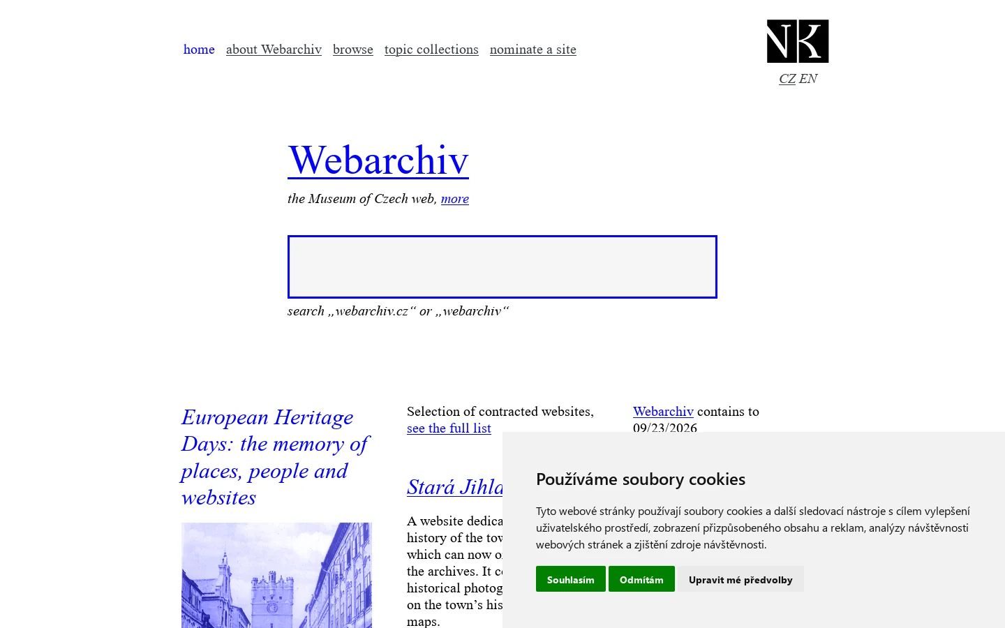 Webarchiv.cz Homepage screenshot