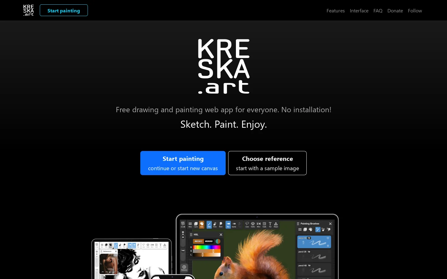 KRESKA.art Homepage screenshot