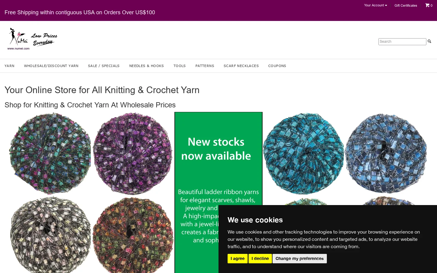 All Knitting & Crochet Yarn Homepage screenshot