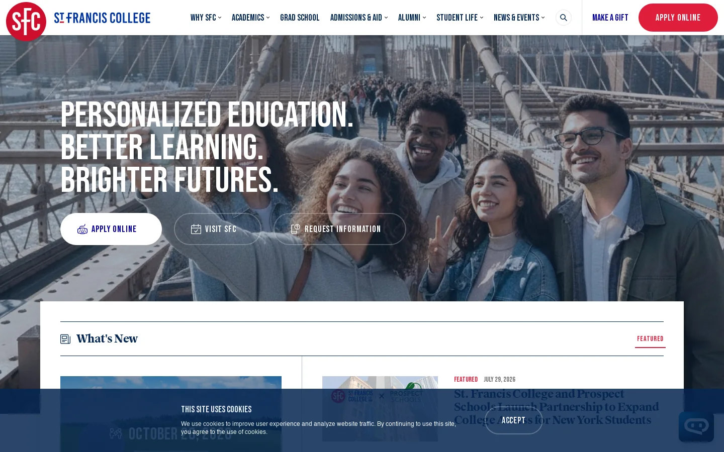 St. Francis College - Private College in… | St. Francis College Homepage screenshot