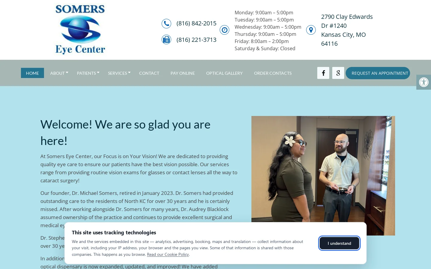 Somers Eye Center Homepage screenshot