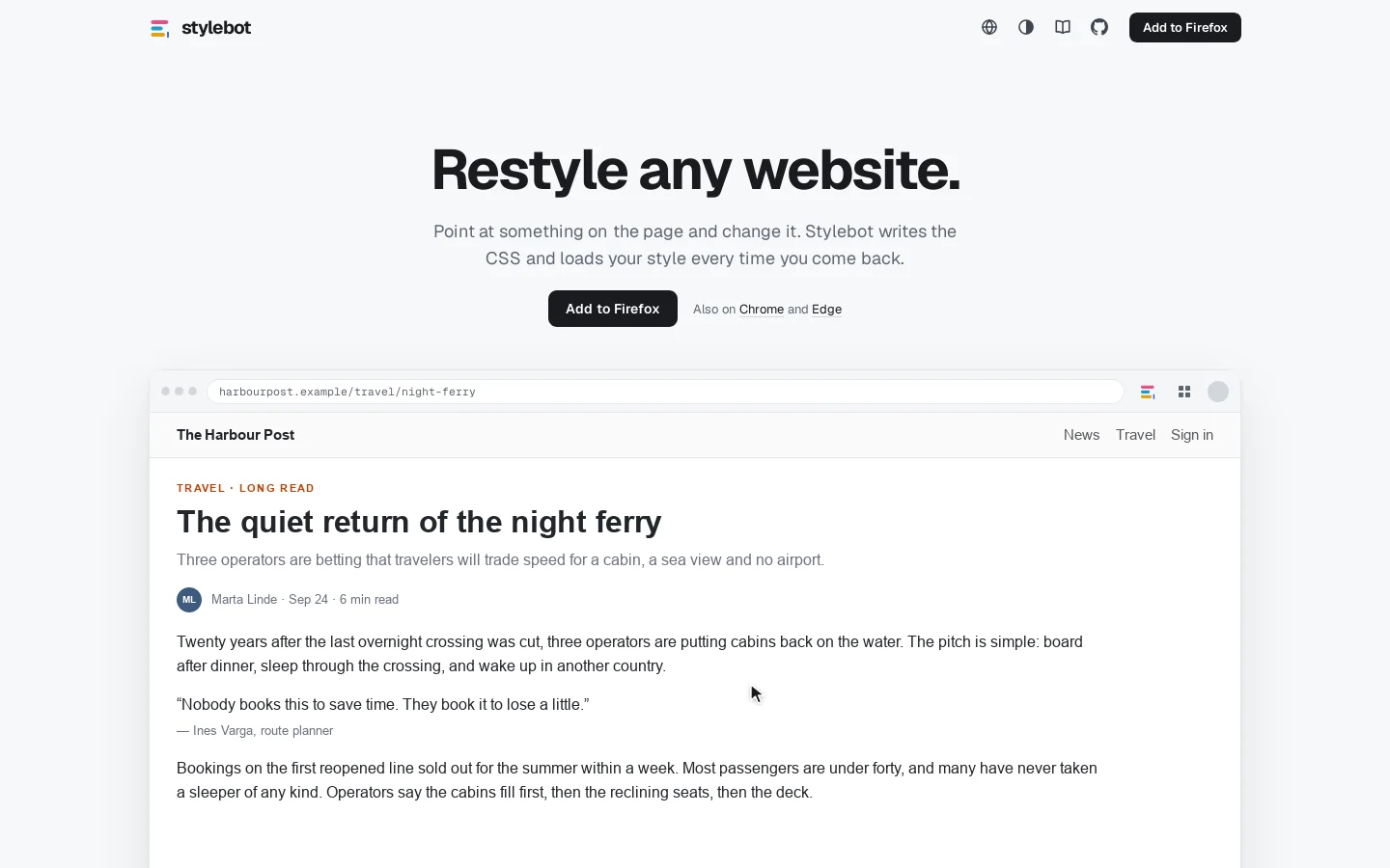 Stylebot Homepage screenshot