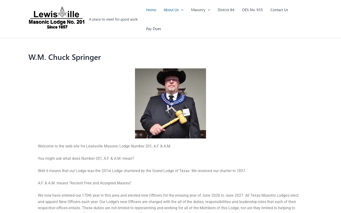 W.M. Chuck Springer - Homepage screenshot