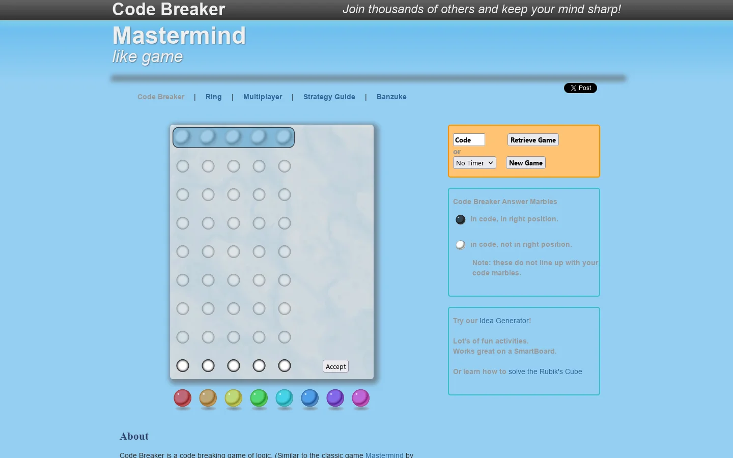 Code Breaker Homepage screenshot