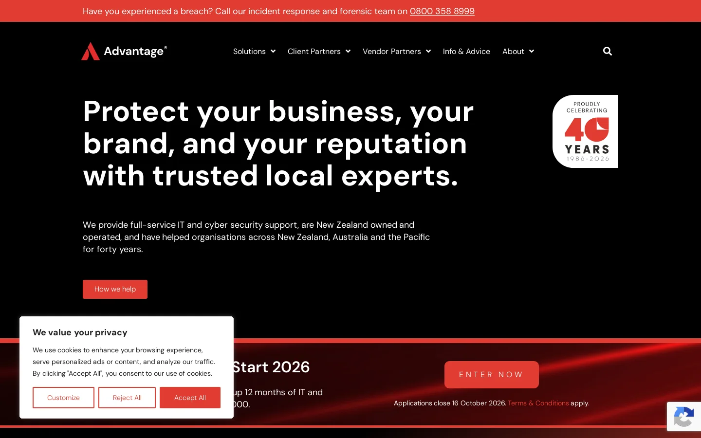 Advantage Homepage screenshot