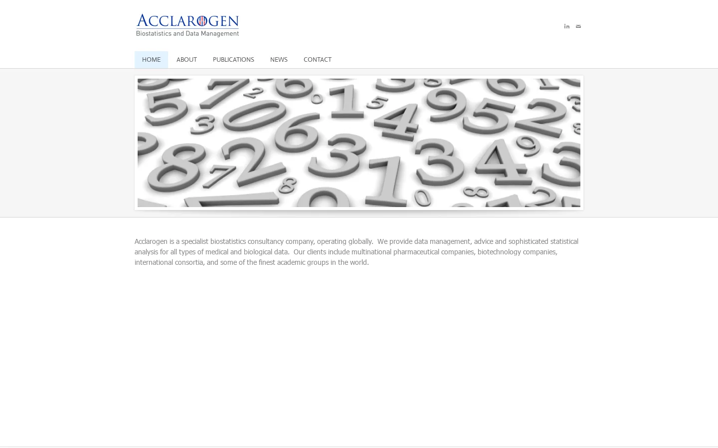 Acclarogen Consultants in Biostatistics and Data Management Homepage screenshot