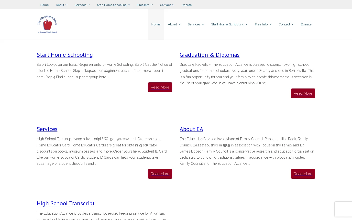 Education Alliance – Promoting, Protecting, and Strengthening Home Schooling Homepage screenshot