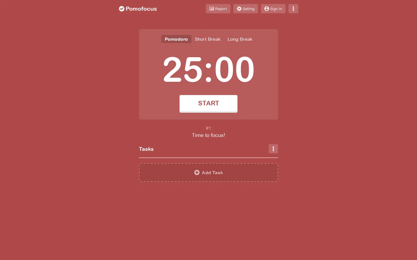 Pomofocus Homepage screenshot