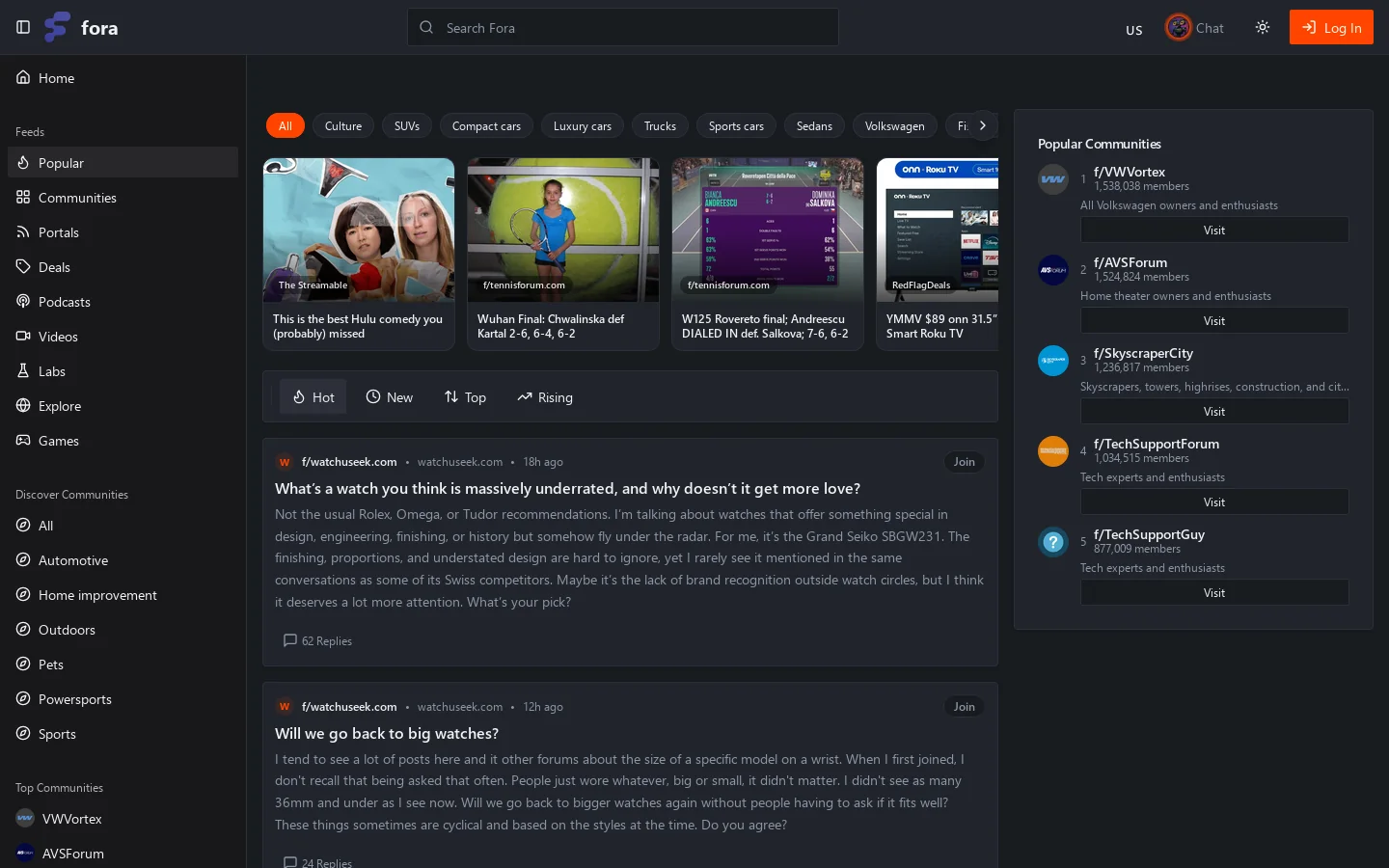 Fora Homepage screenshot