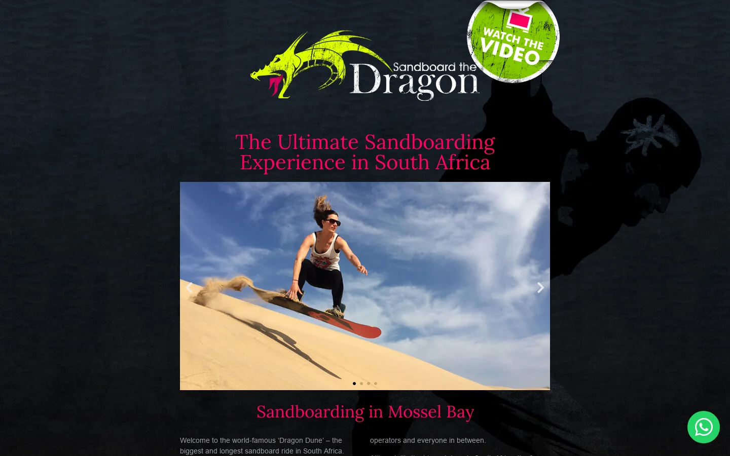 Dragon Dune – Sandboarding in Mossel Bay, South Africa Homepage screenshot