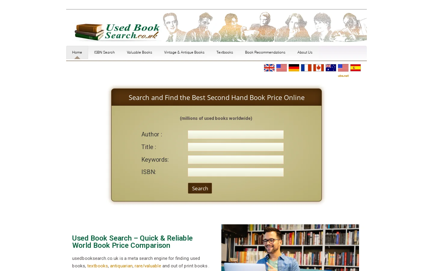 Second Hand Books Online Search | Best Price on Used Books Homepage screenshot
