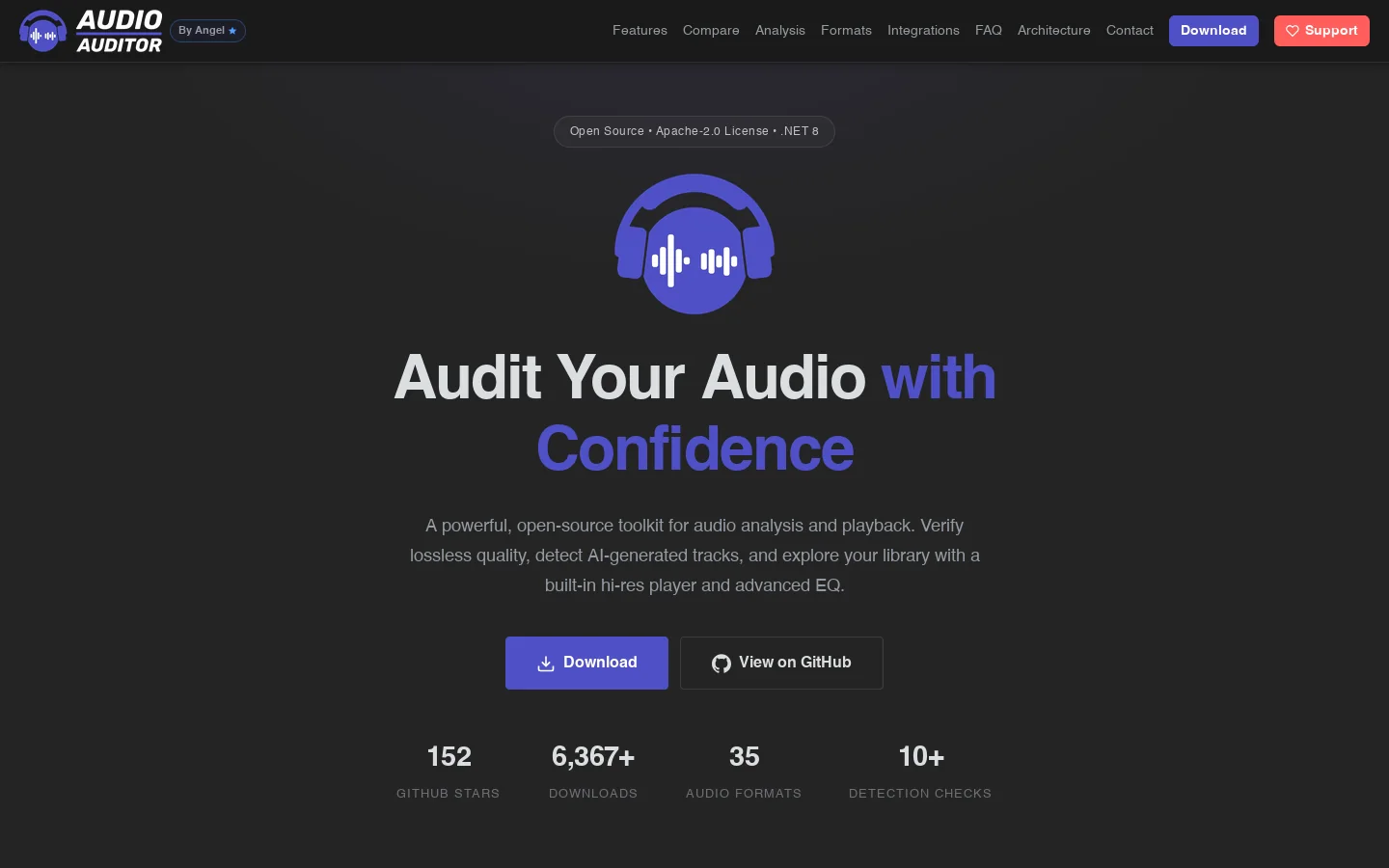 AudioAuditor Homepage screenshot