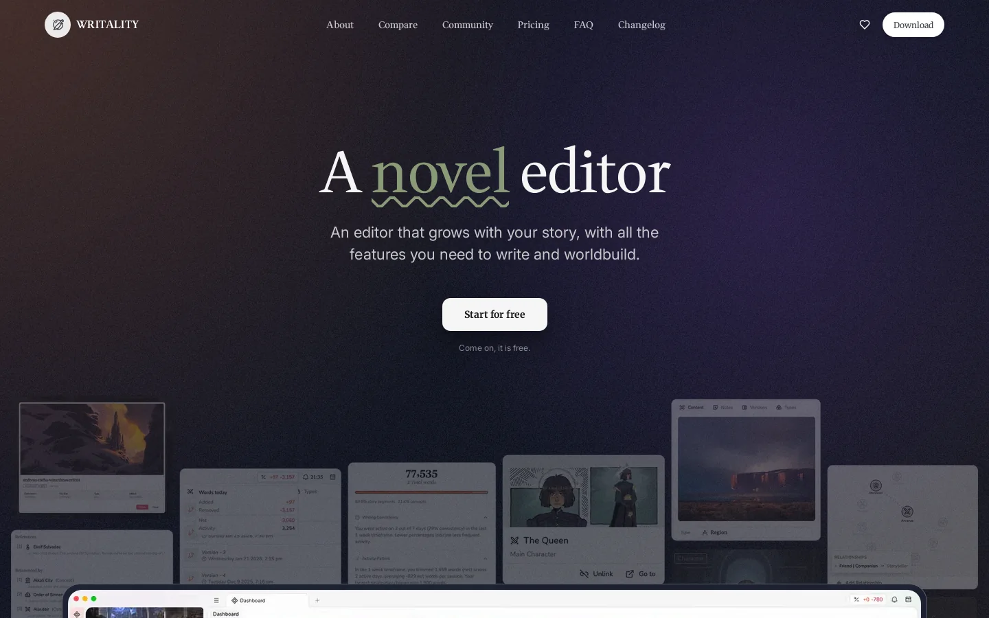 Writality Homepage screenshot