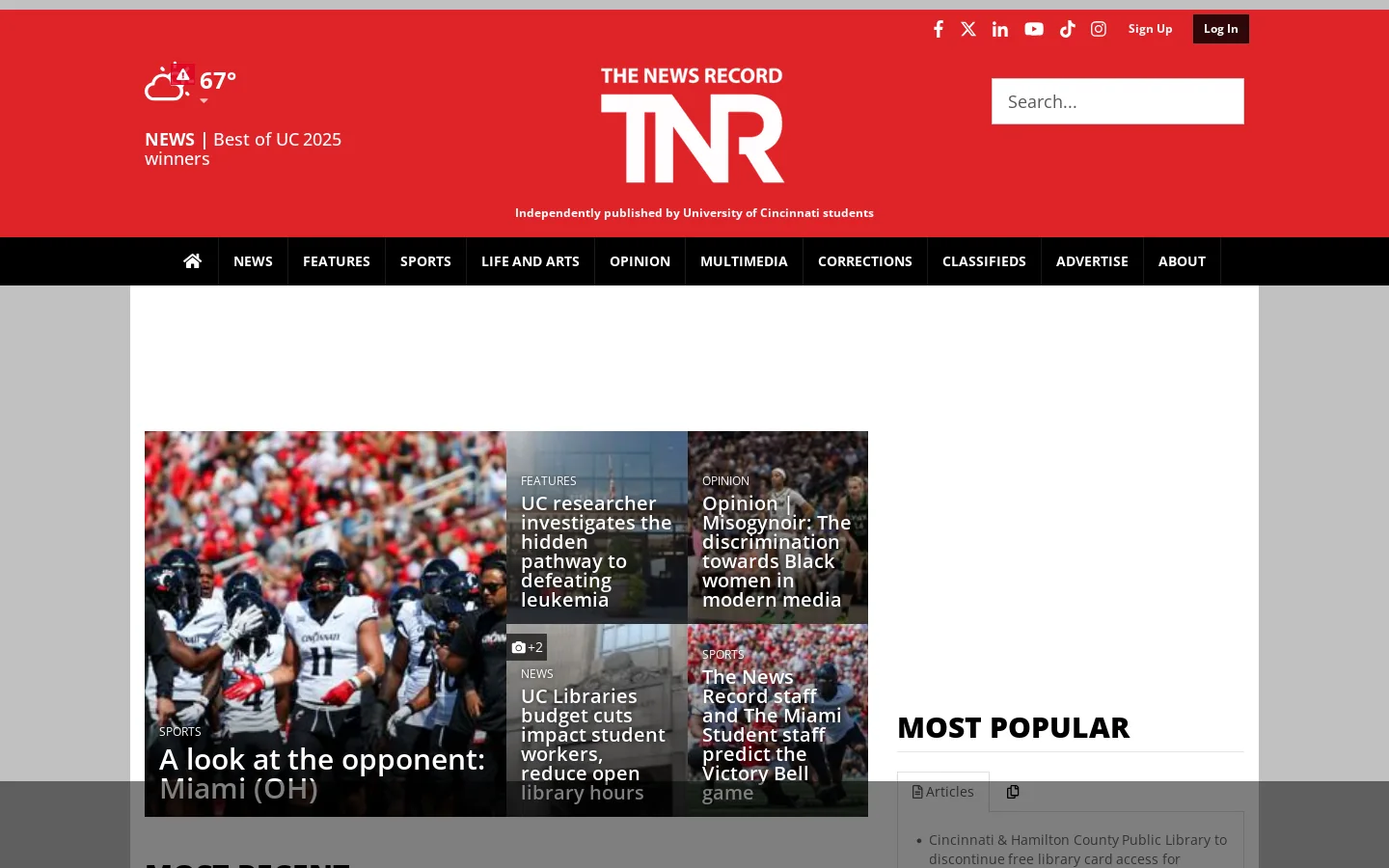 newsrecord.org Homepage screenshot