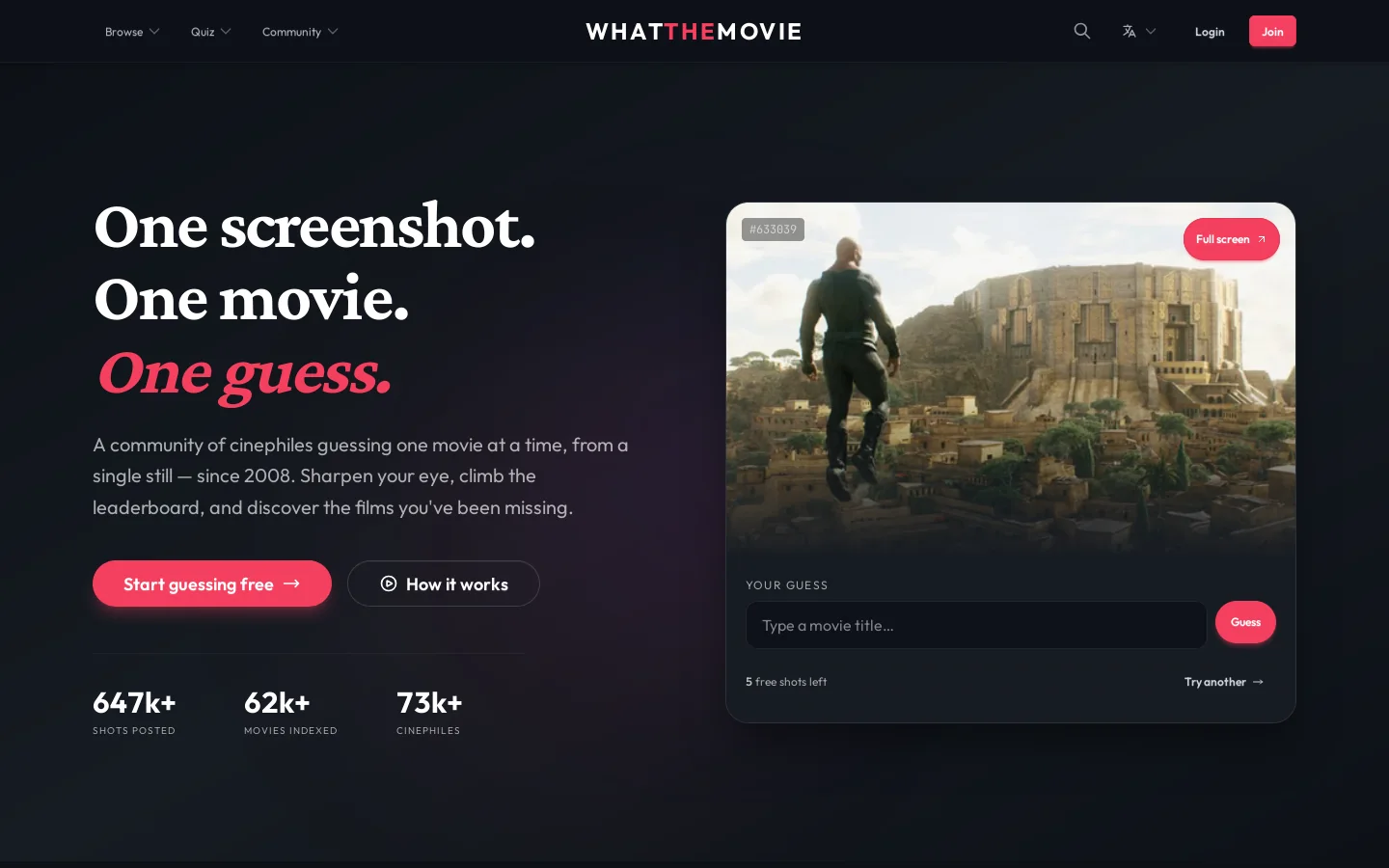 The Ultimate Movie Quiz | Guess Movies from Screenshots | WTM Homepage screenshot