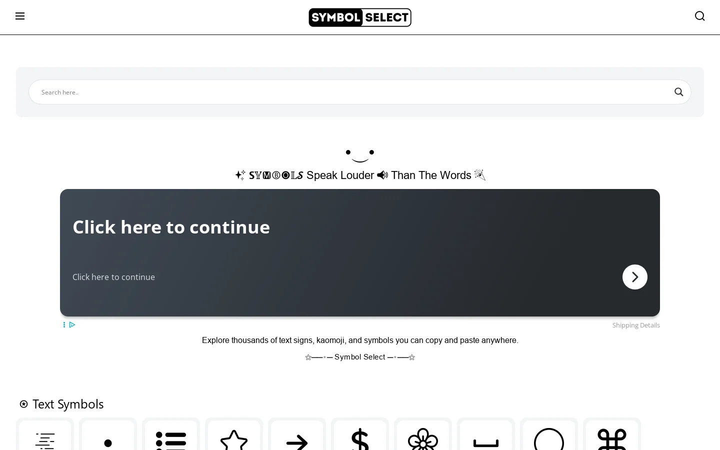 SymbolSelect.com Homepage screenshot