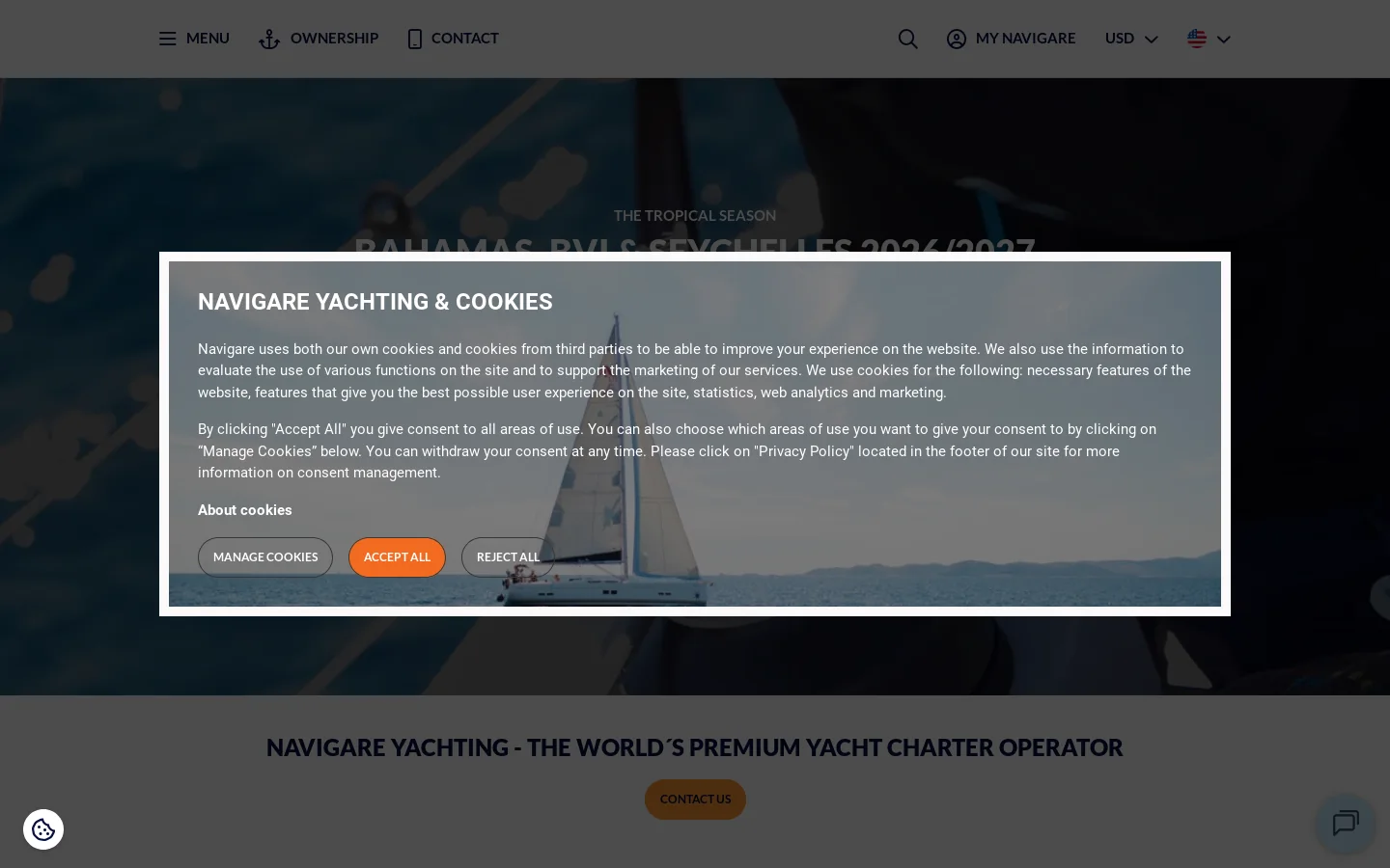 Navigare Yachting Homepage screenshot