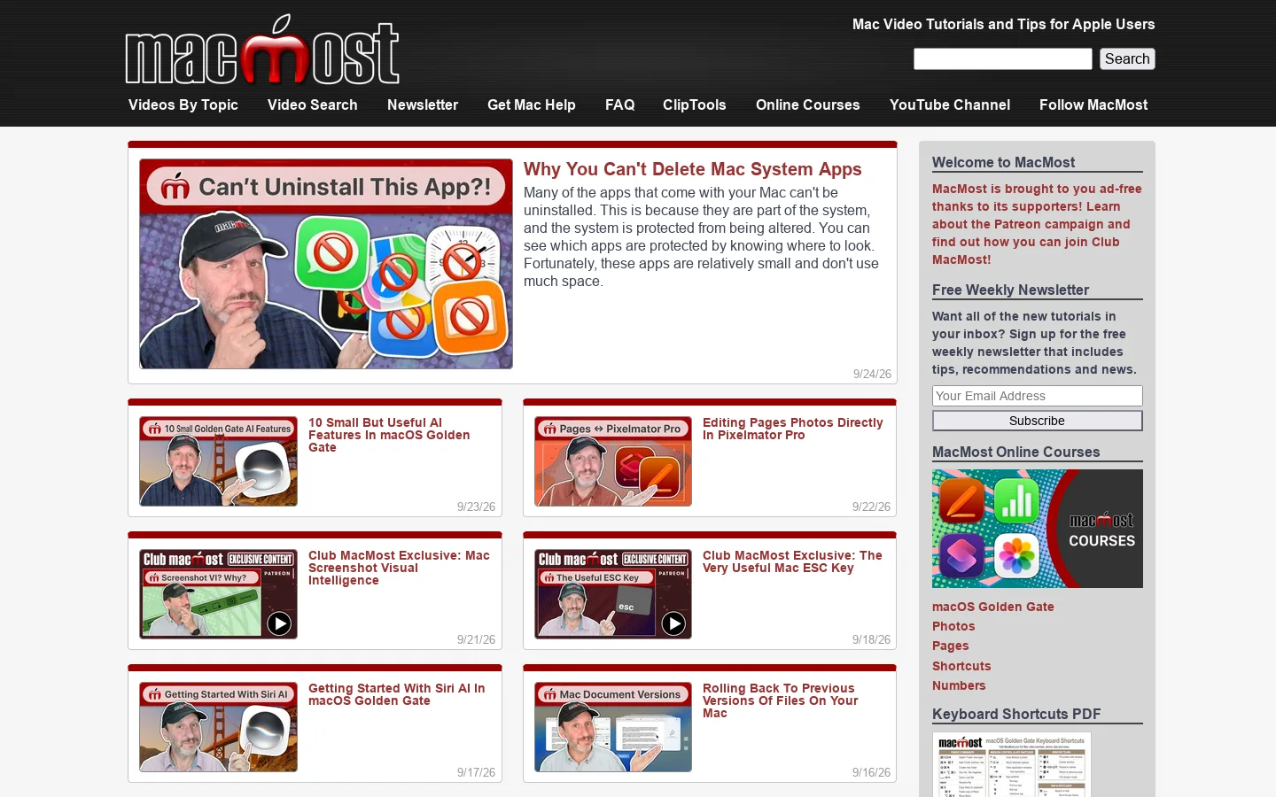 MacMost Homepage screenshot