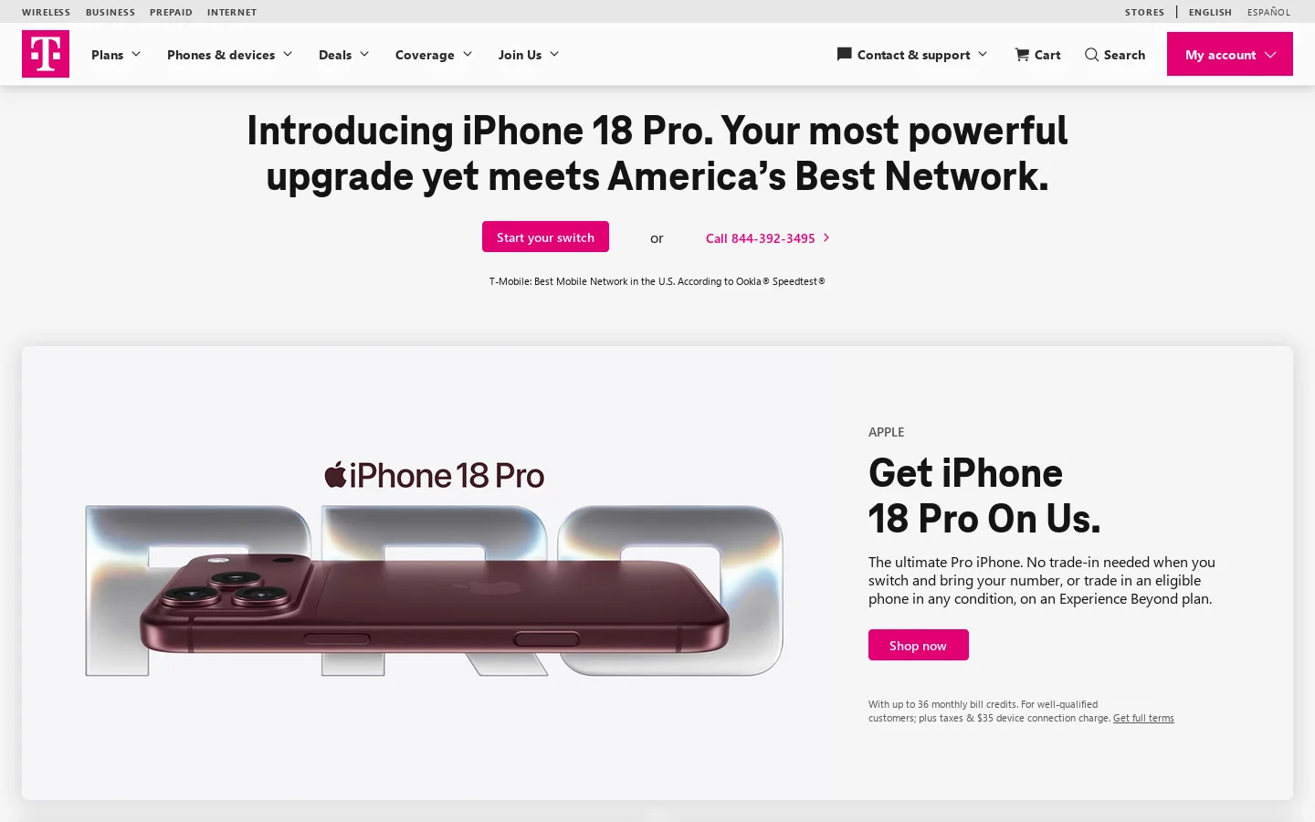 T-Mobile® Official Site Homepage screenshot