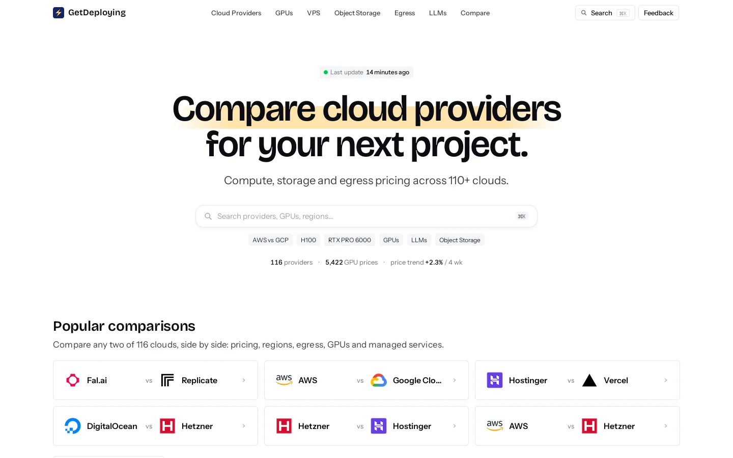 GetDeploying Homepage screenshot