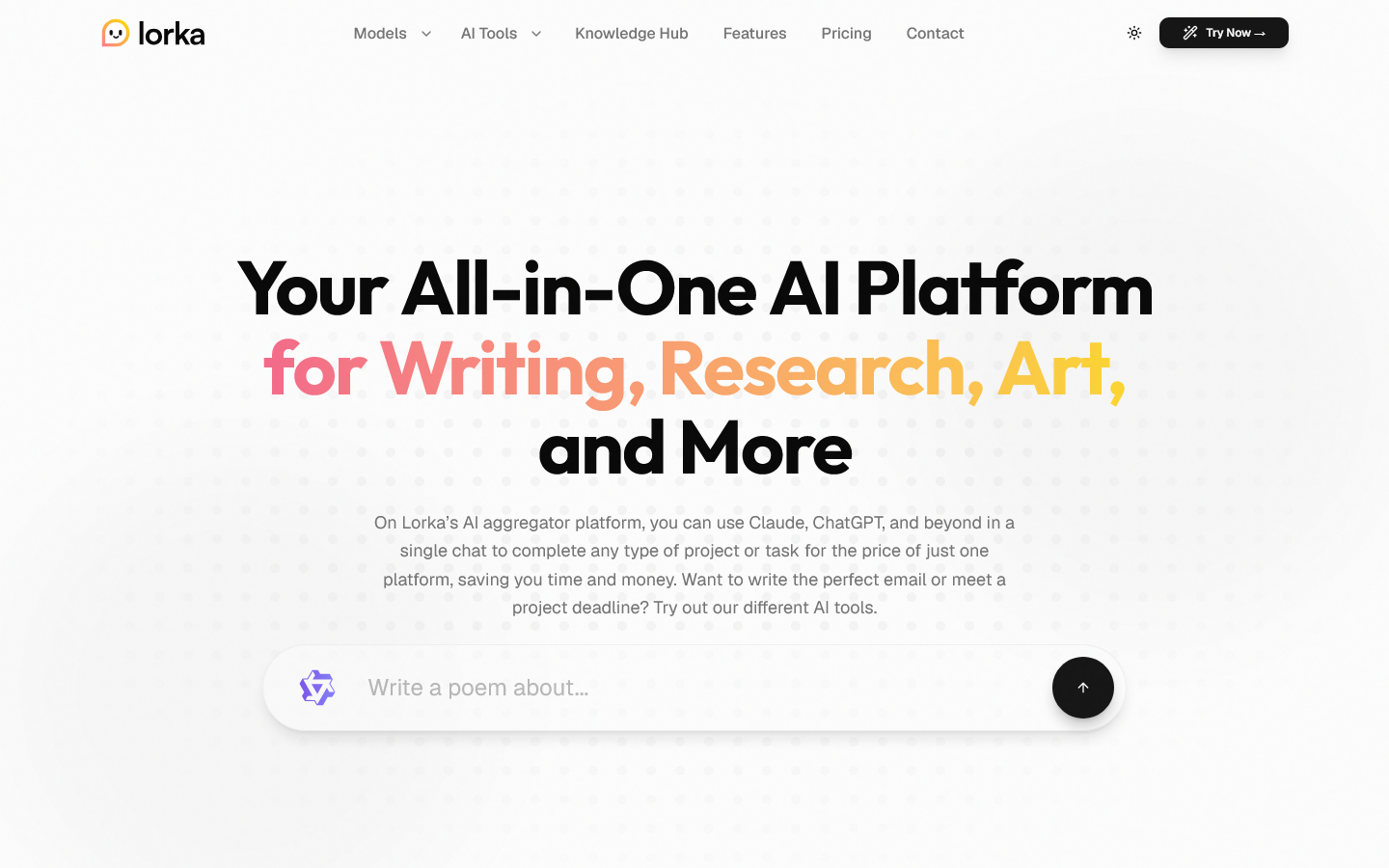 Lorka AI Homepage screenshot