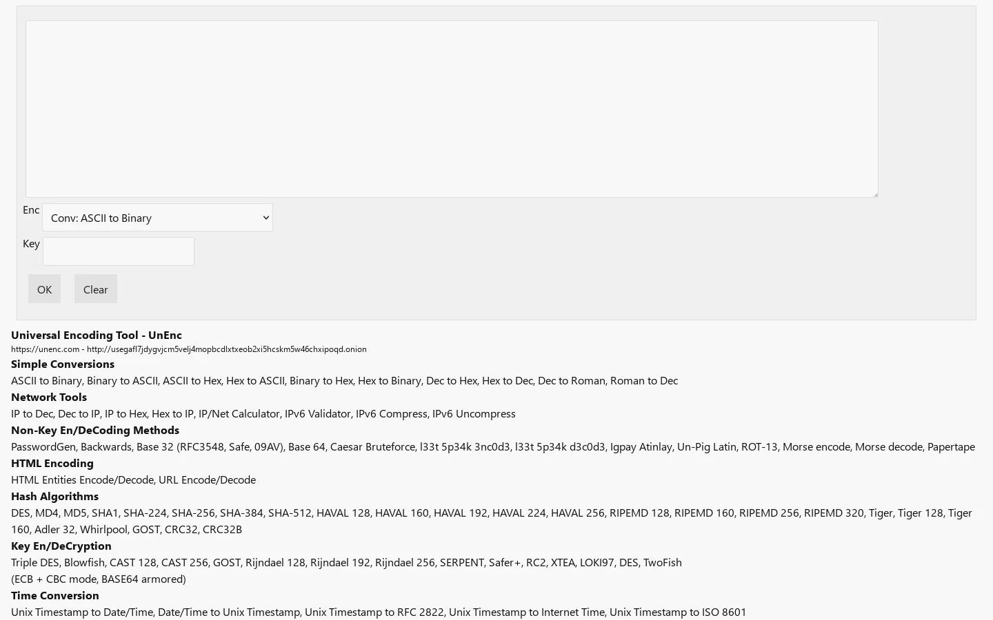 Universal Encoding Tool Homepage screenshot