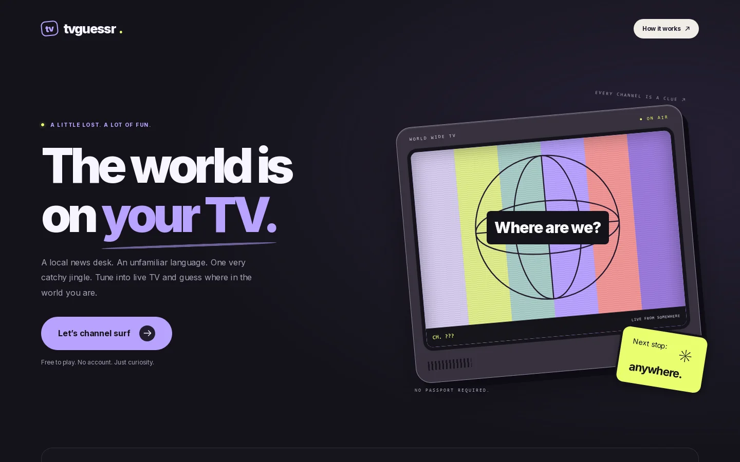 TVGuessr Homepage screenshot