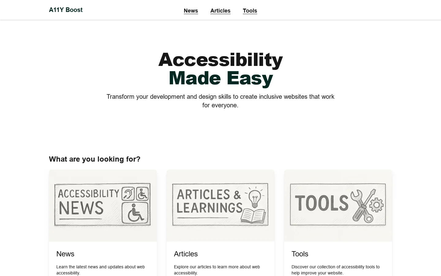 A11Y Boost Homepage screenshot