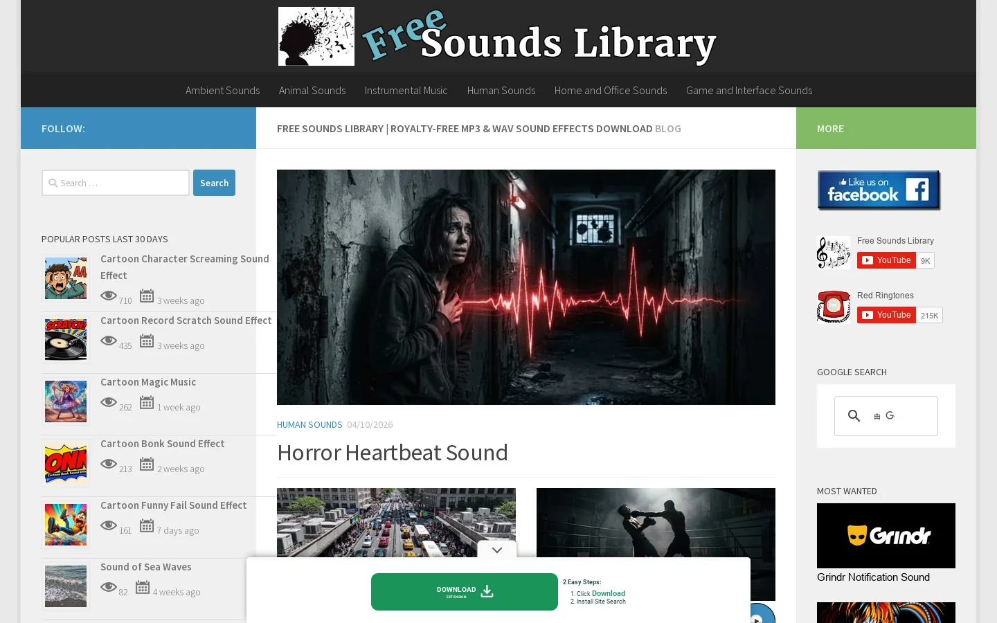 Free Sounds Library Homepage screenshot