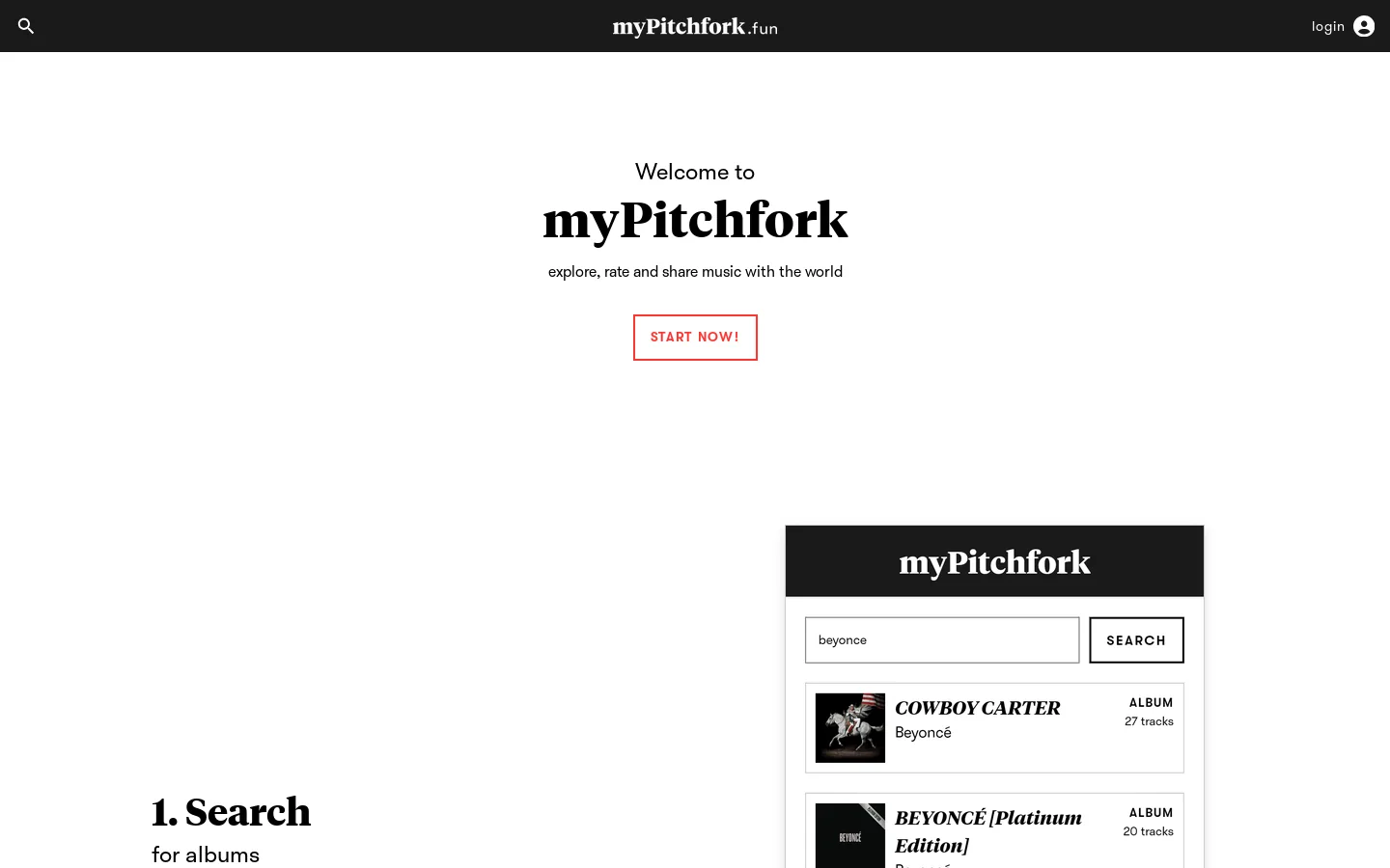 myPitchfork Homepage screenshot