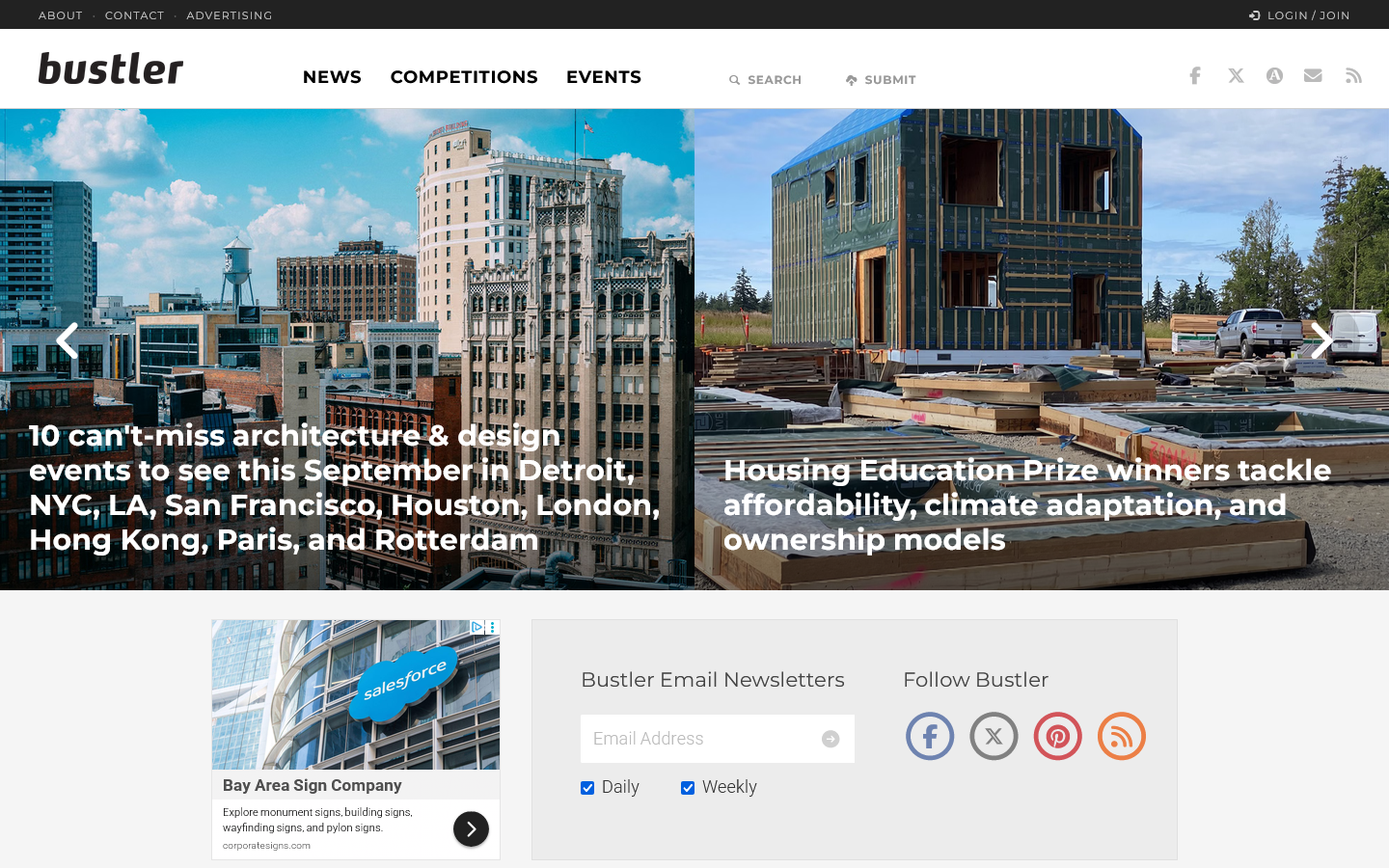 Bustler Homepage screenshot
