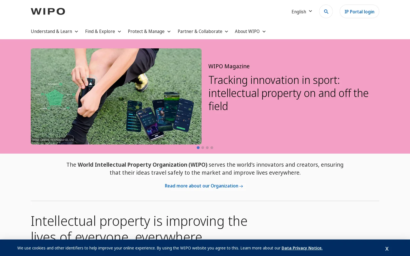 WIPO Homepage screenshot