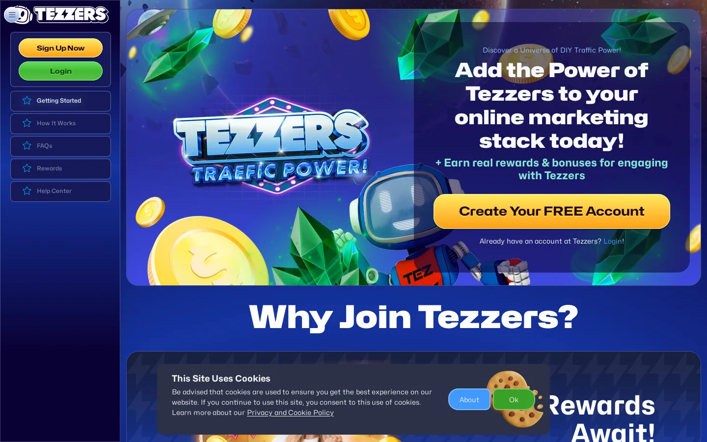 Tezzers Homepage screenshot