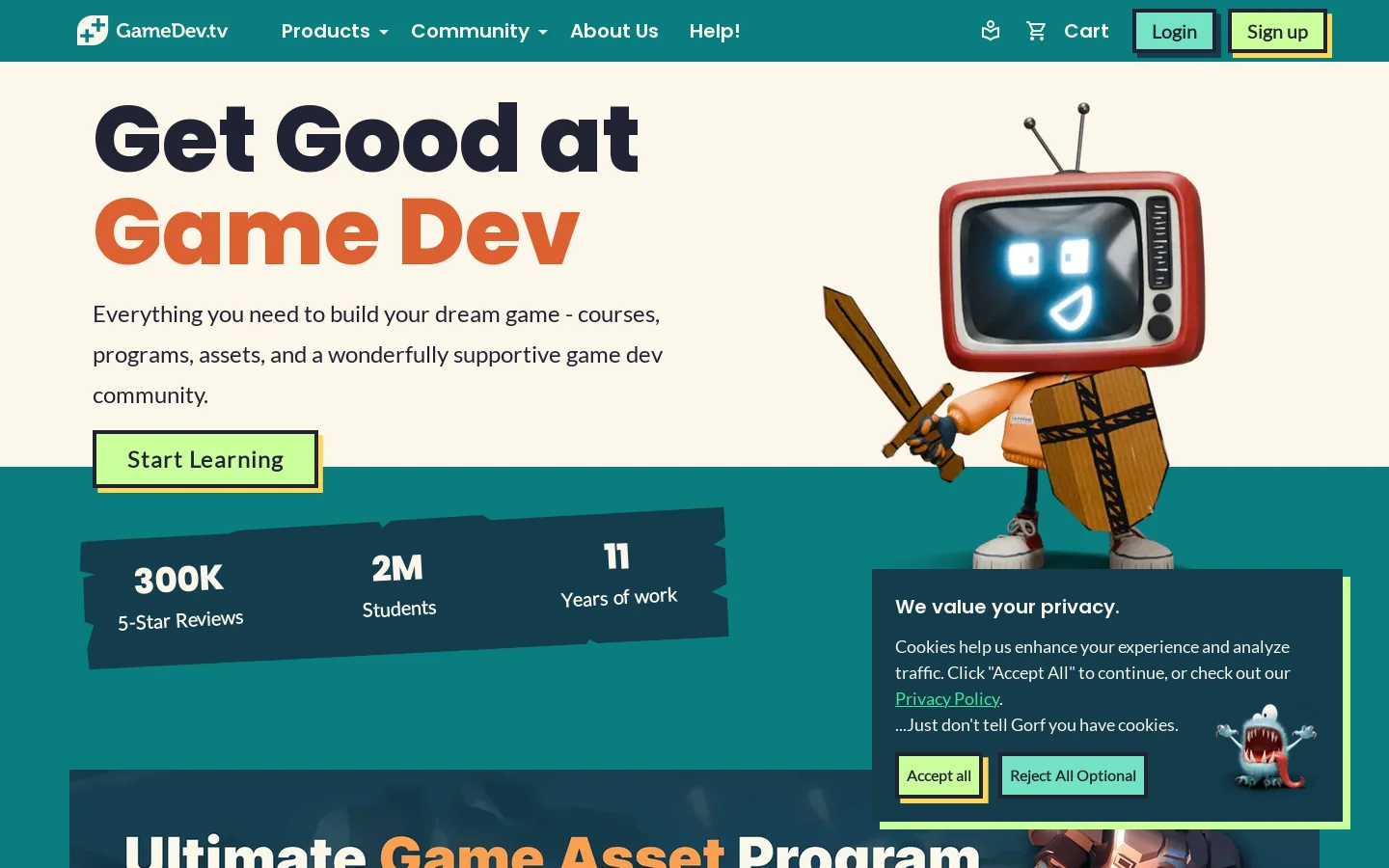 GameDev.tv Homepage screenshot
