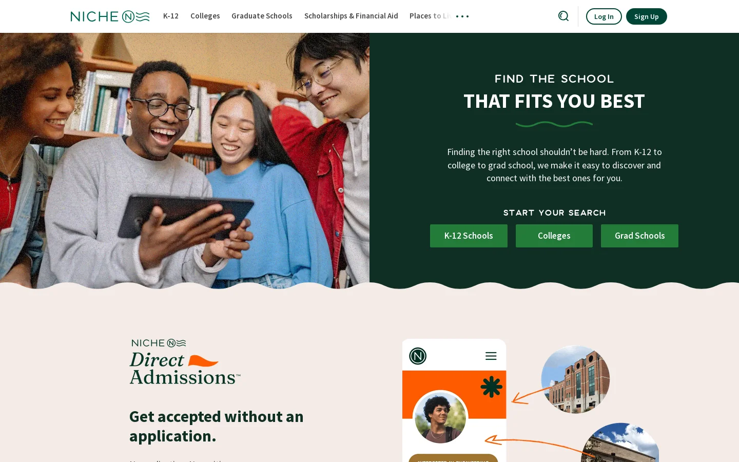 Niche Homepage screenshot