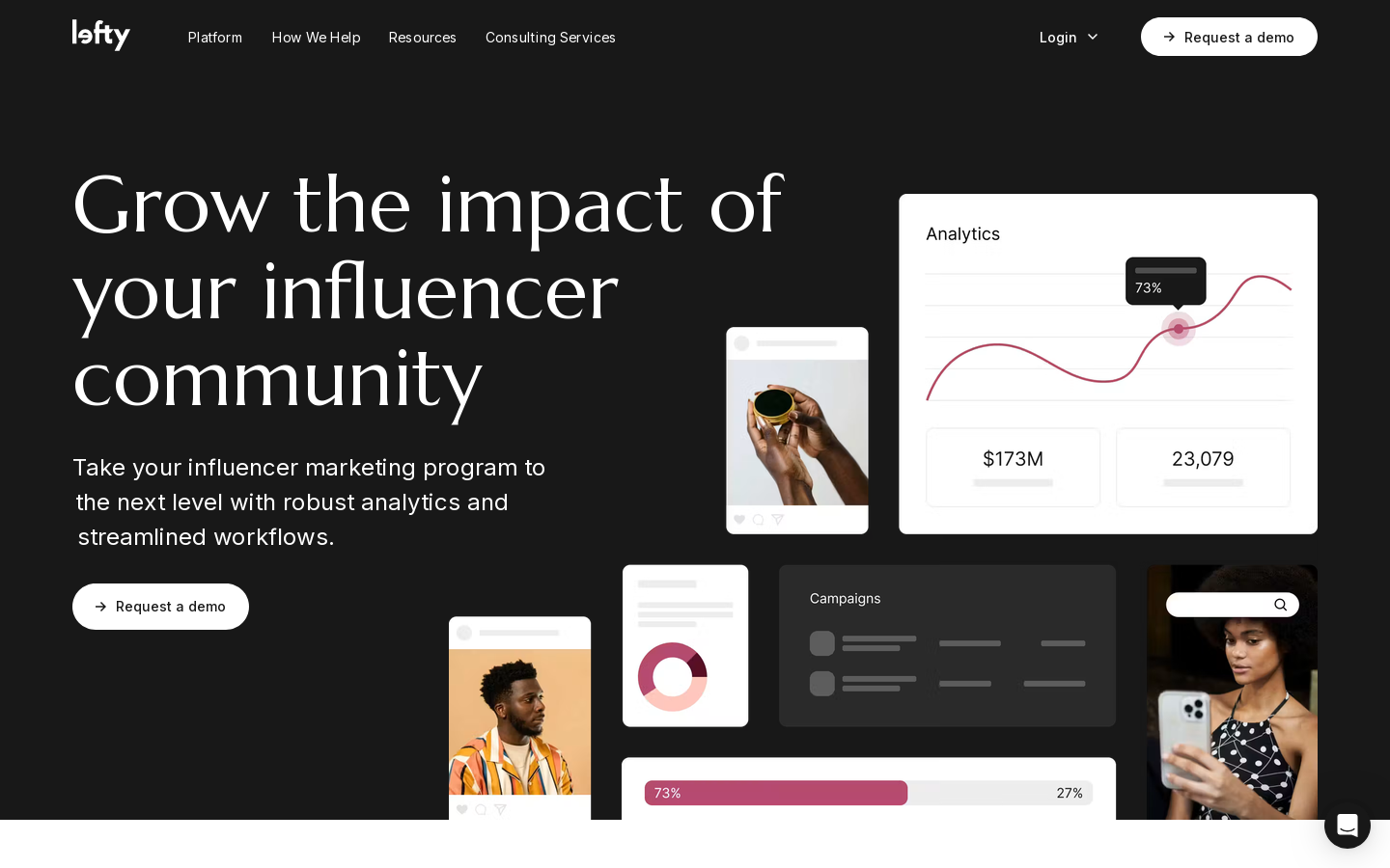Grow the impact of your influencer community Homepage screenshot