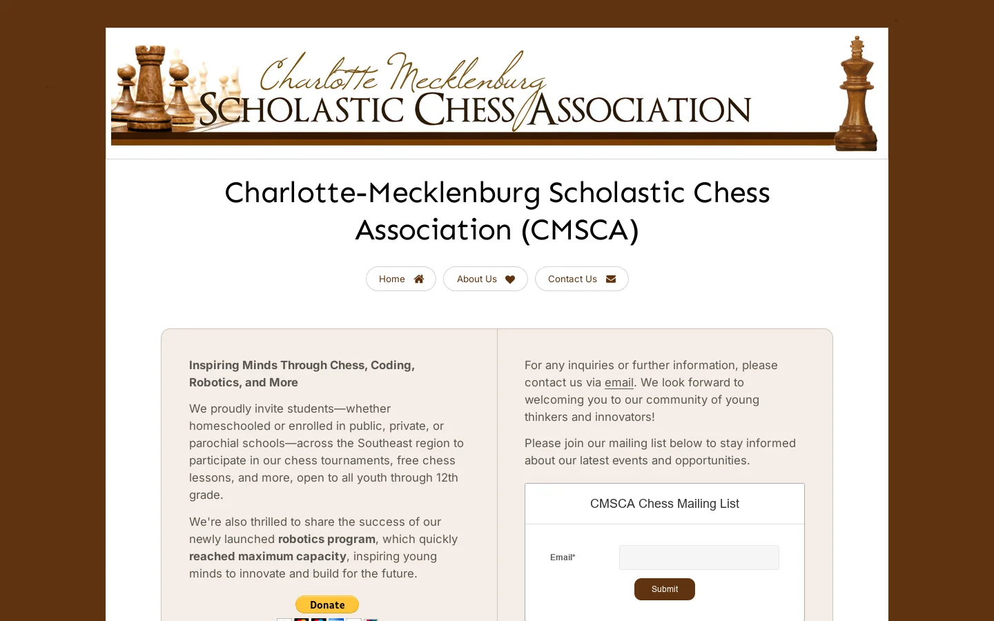 CMSCA Homepage screenshot