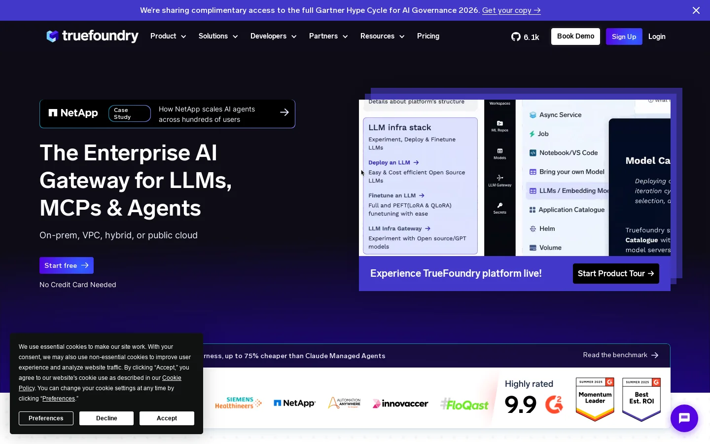 Truefoundry Homepage screenshot