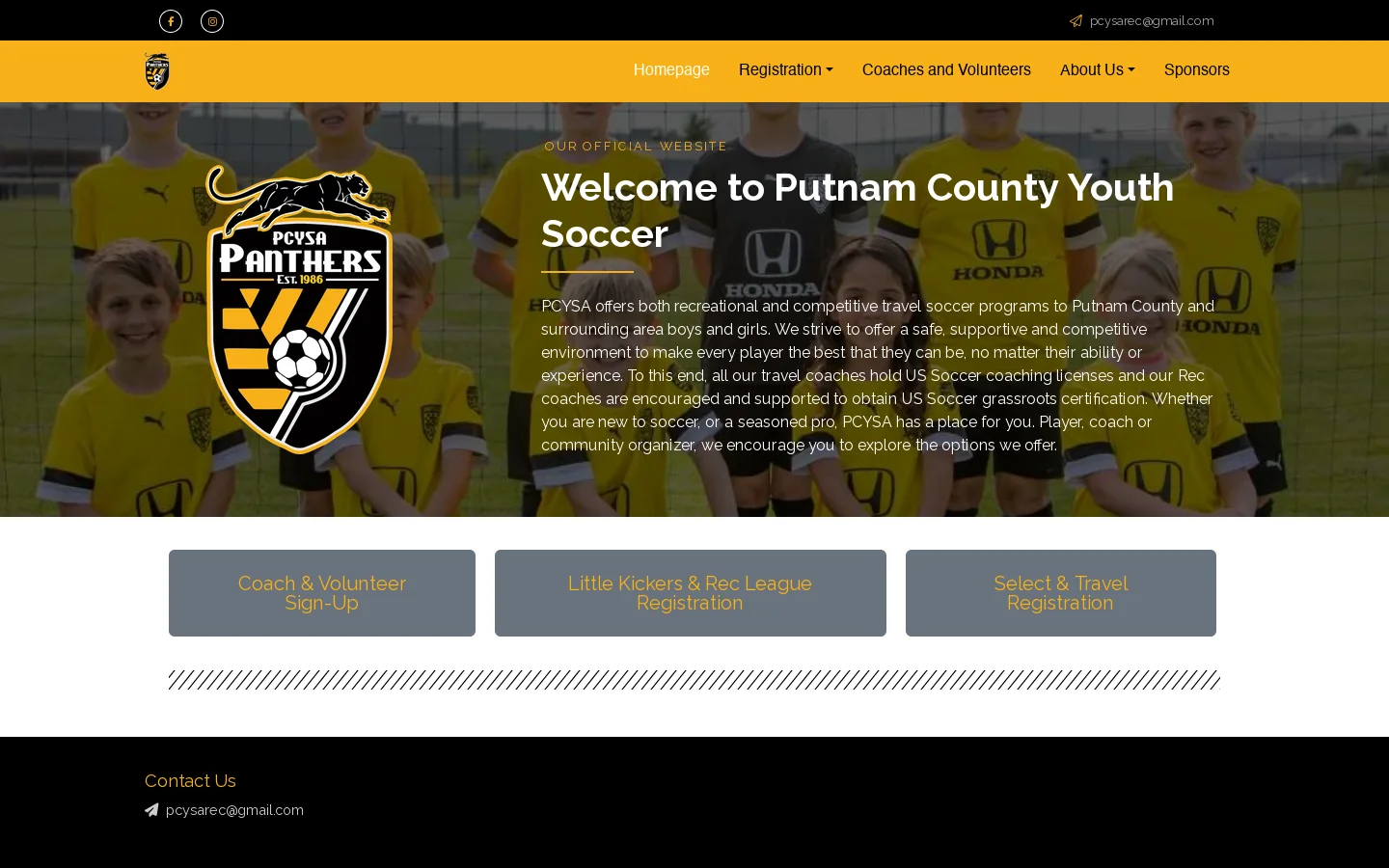 Homepage - Putnam County Youth Soccer Homepage screenshot