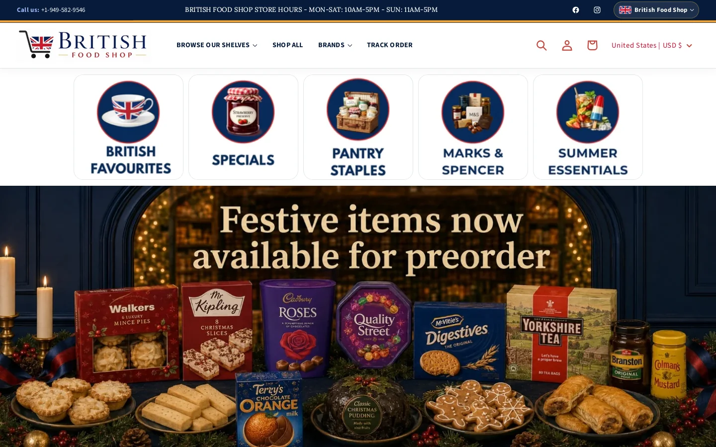 British Food Shop Homepage screenshot