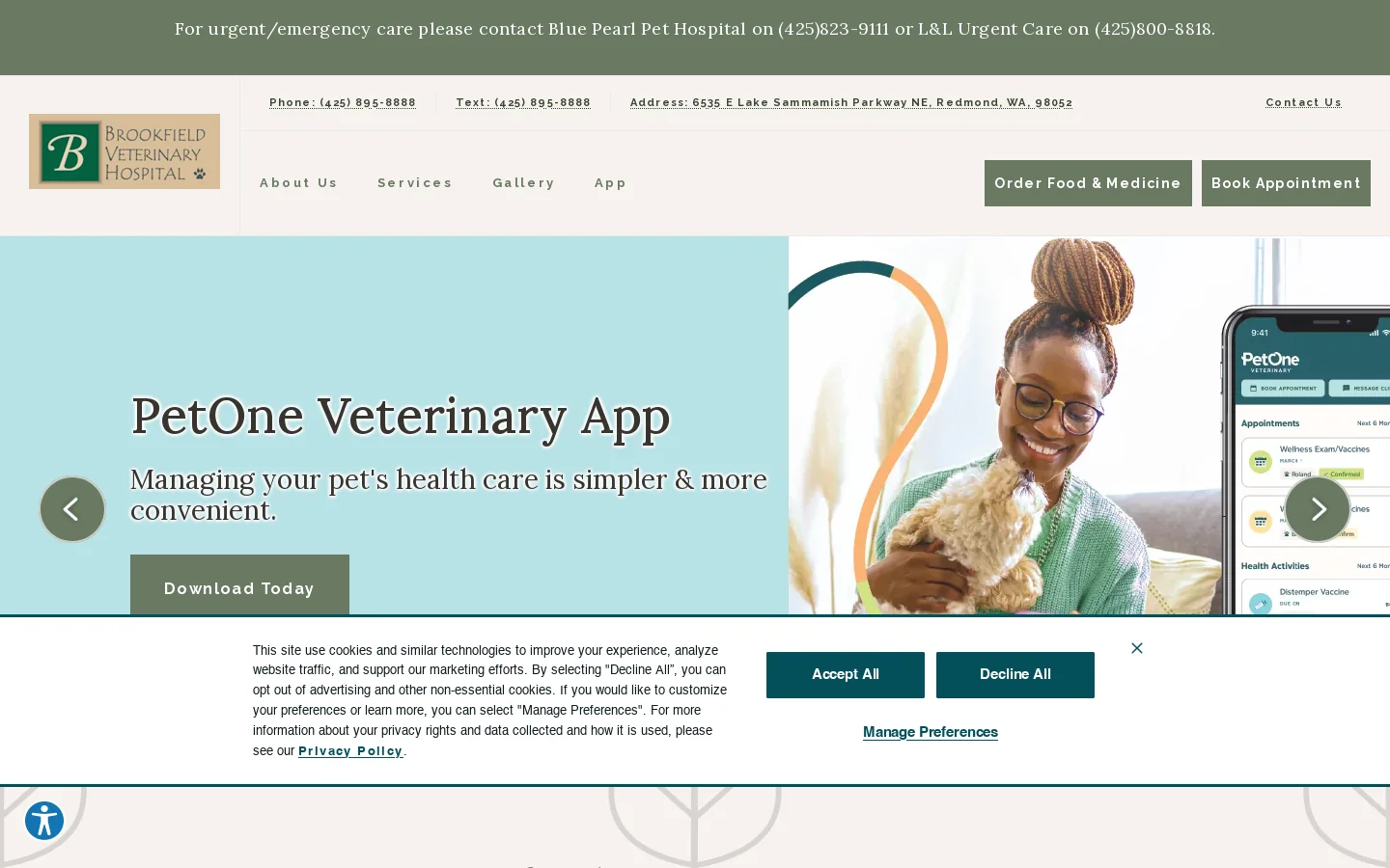 Homepage | Brookfield Veterinary Hospital Homepage screenshot