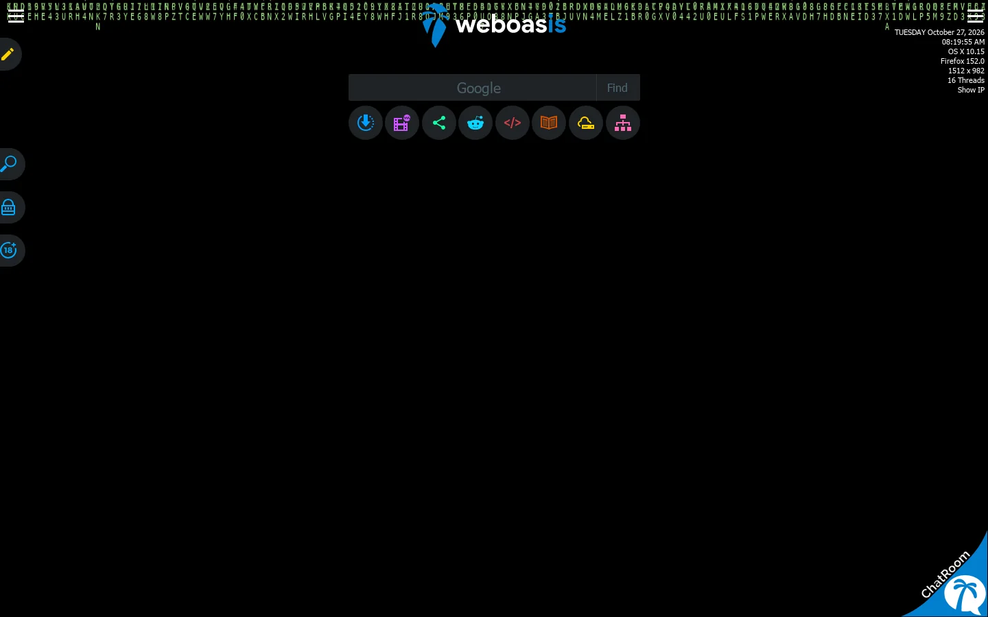 WebOasis Homepage screenshot