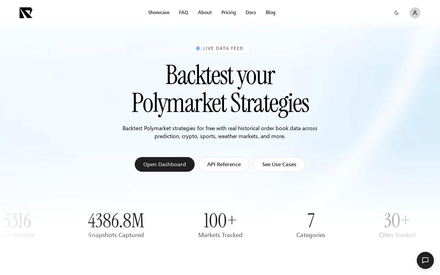Resolved Markets Homepage screenshot